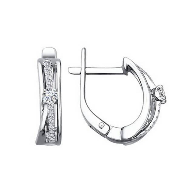 Серьги из белого золота с бриллиантами (027037)