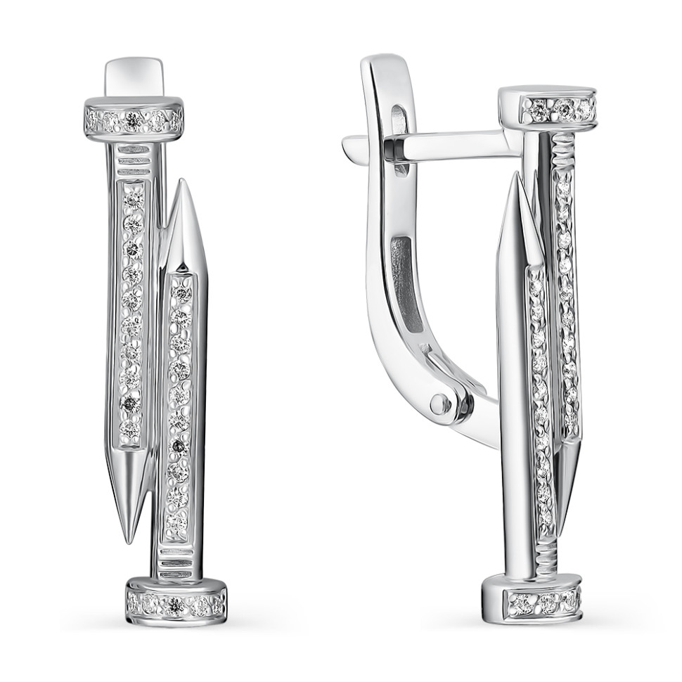 Серьги из белого золота с бриллиантами (056178)