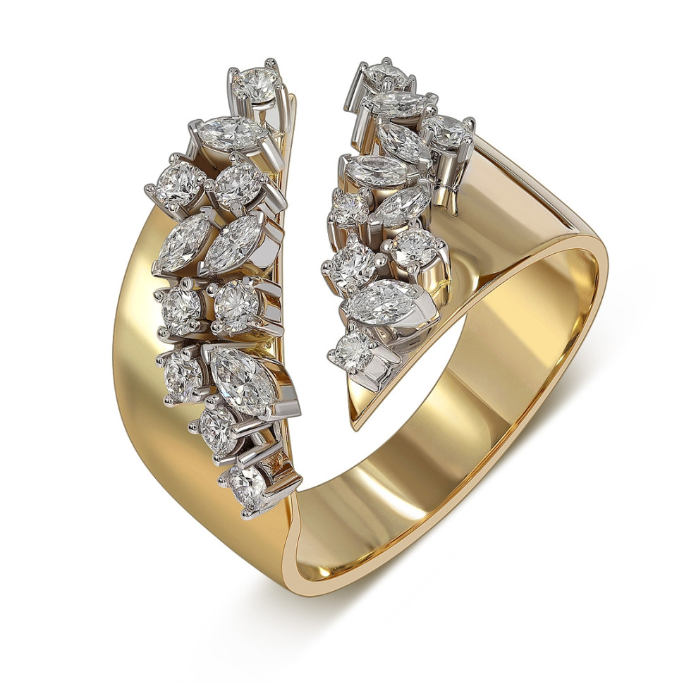 Кольцо из жёлтого золота с бриллиантами  (063732)