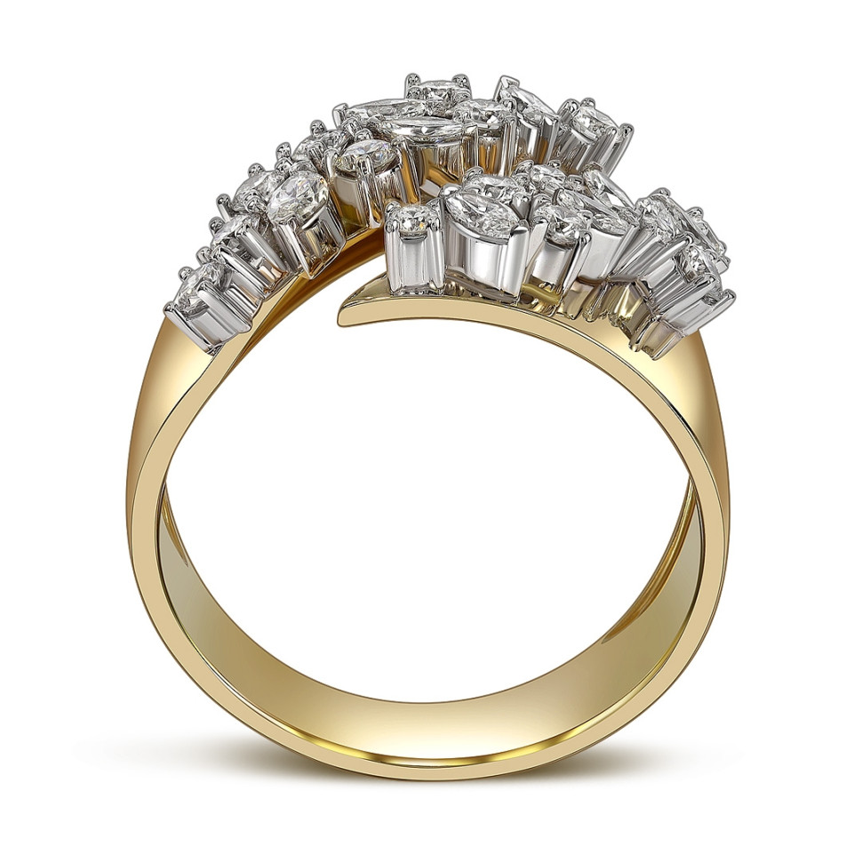 Кольцо из жёлтого золота с бриллиантами  (063732)