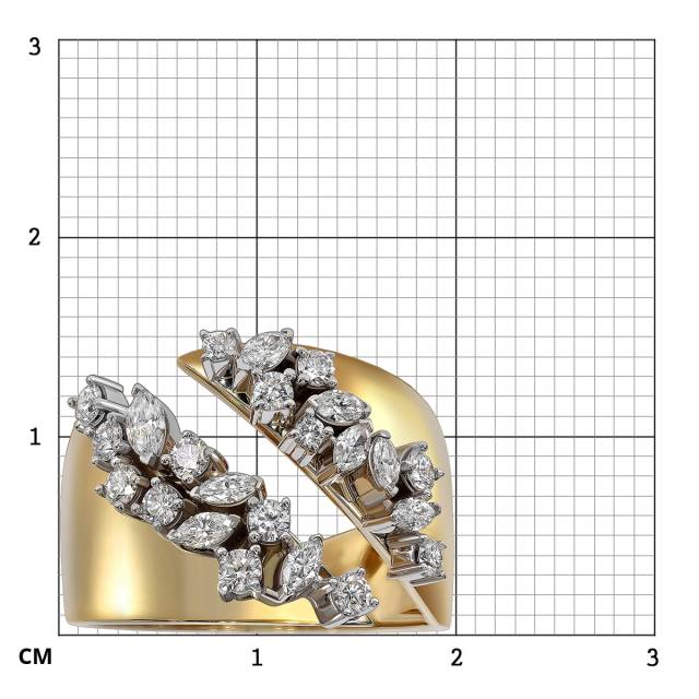 Кольцо из жёлтого золота с бриллиантами  (063732)