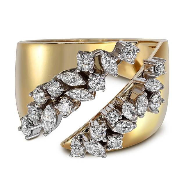 Кольцо из жёлтого золота с бриллиантами  (063732)