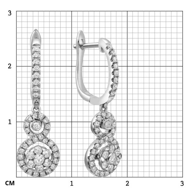 Серьги из белого золота с бриллиантами (032144)