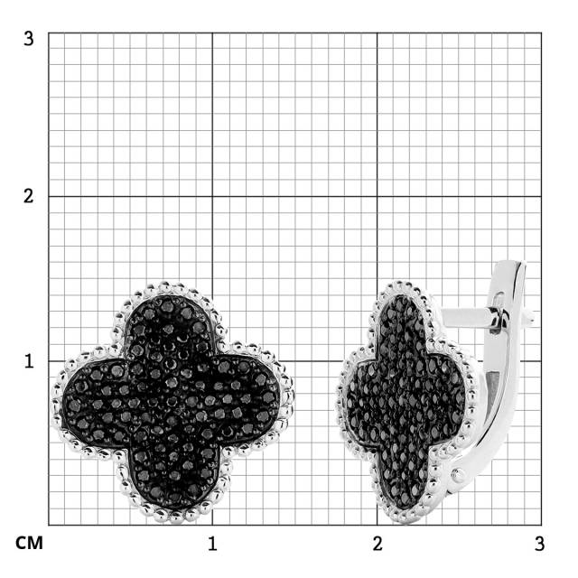 Серьги из белого золота с чёрными бриллиантами (060938)