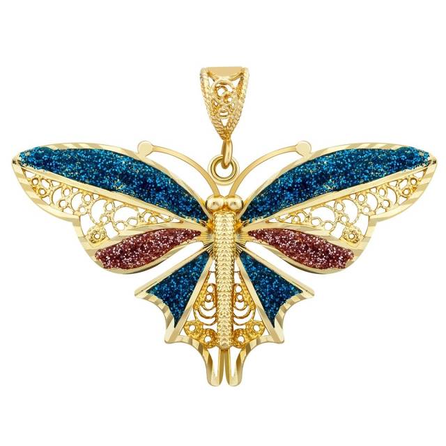 Кулон из жёлтого золота с  эмалью (020100)