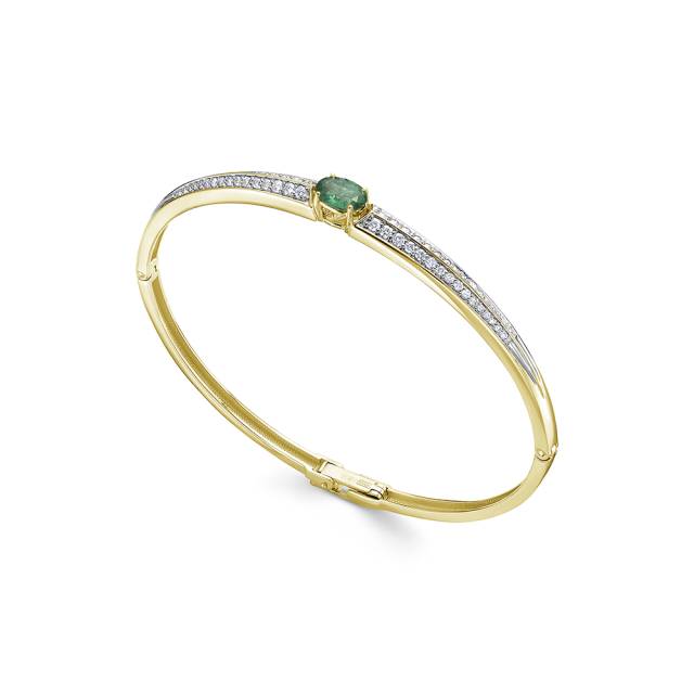 Браслет из жёлтого золота с бриллиантами и зелёным турмалином (053060)