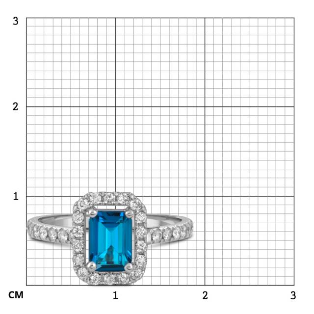 Кольцо из белого золота с бриллиантами и топазом (059443)