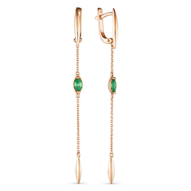 Серьги из красного золота с изумрудами (042095)