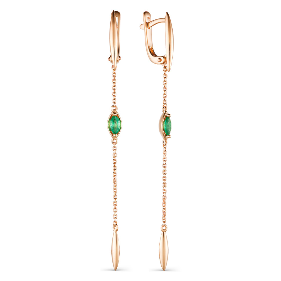 Серьги из красного золота с изумрудами (042095)