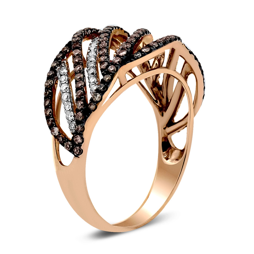 Кольцо из красного золота с бриллиантами (015421)