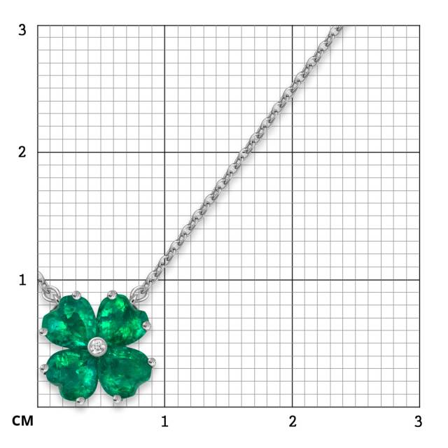Колье из белого золота с бриллиантом и изумрудами "Crivelli" (054105)