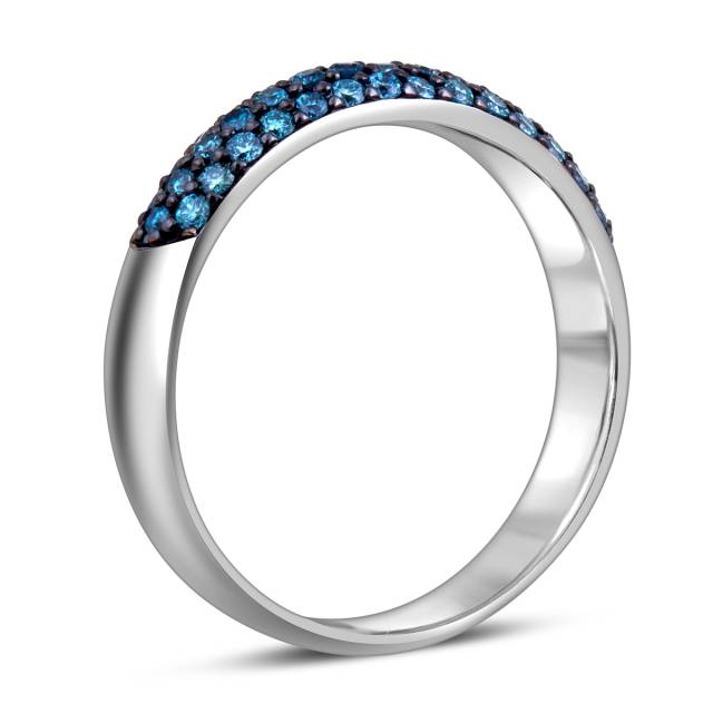 Кольцо из белого золота с голубыми бриллиантами (058476)
