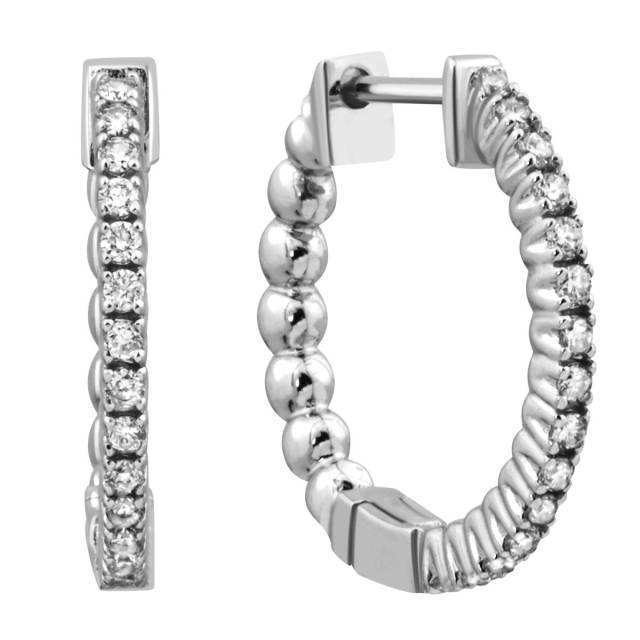 Серьги конго из белого золота с бриллиантами (023306)