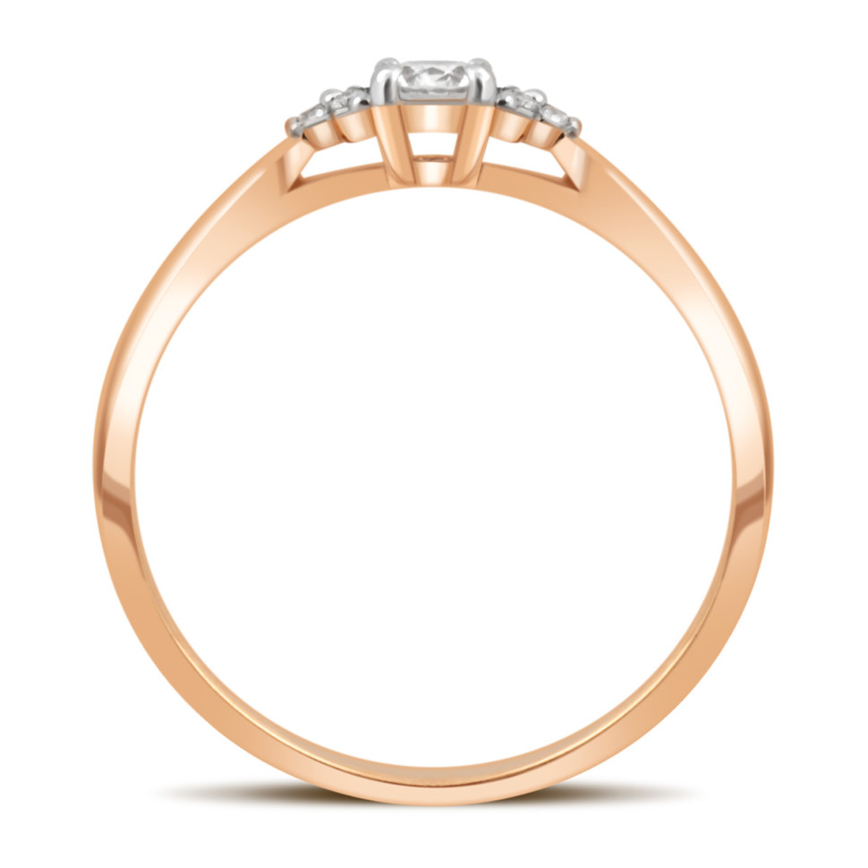 Помолвочное кольцо из красного золота с бриллиантами (032766)