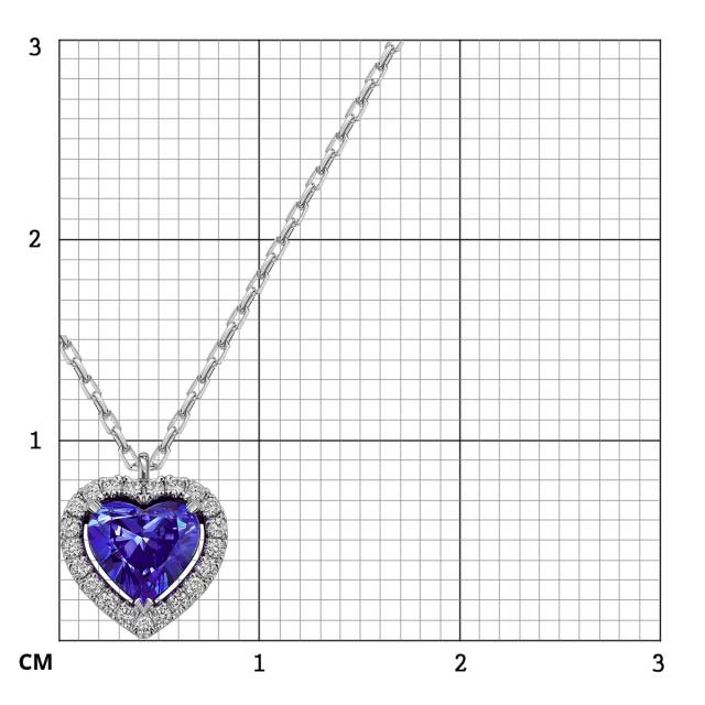 Колье из белого золота с бриллиантами и танзанитом "Сердце" (063667)