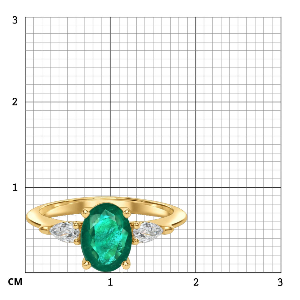 Кольцо из жёлтого золота с бриллиантами и изумрудом (063507)