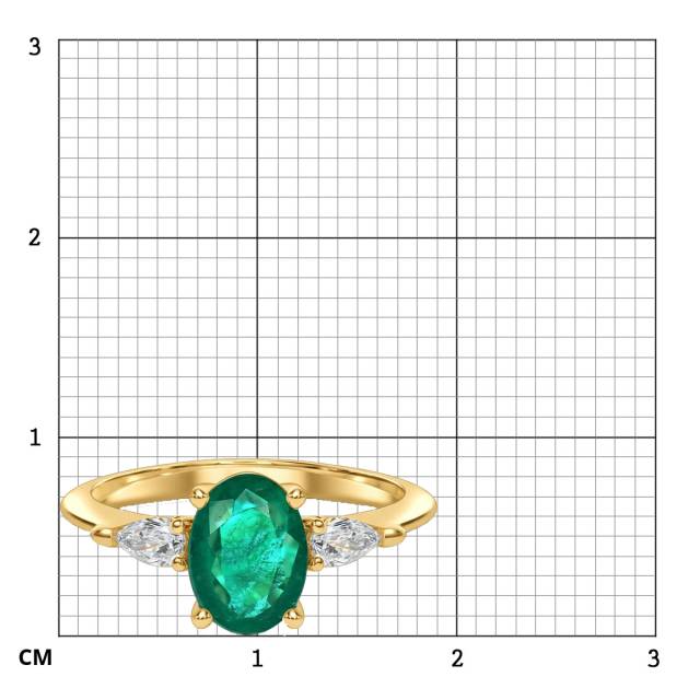 Кольцо из жёлтого золота с бриллиантами и изумрудом (063507)