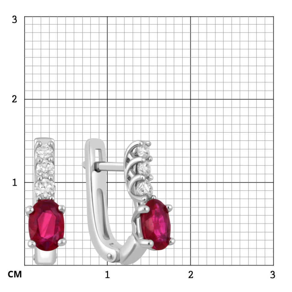 Серьги из белого золота с бриллиантами и рубинами (047812)