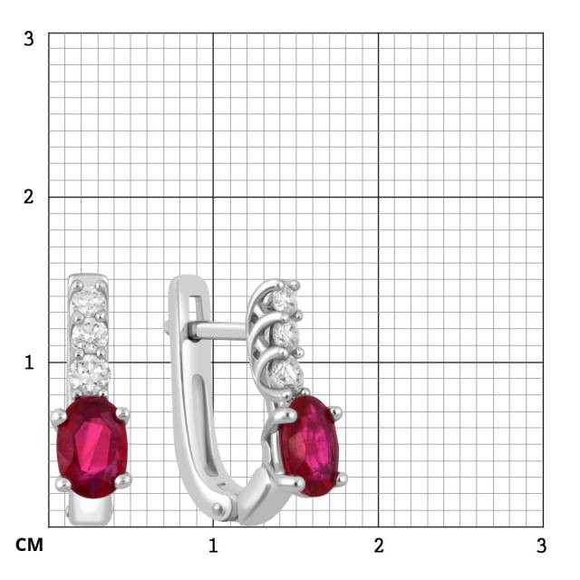 Серьги из белого золота с бриллиантами и рубинами (047812)