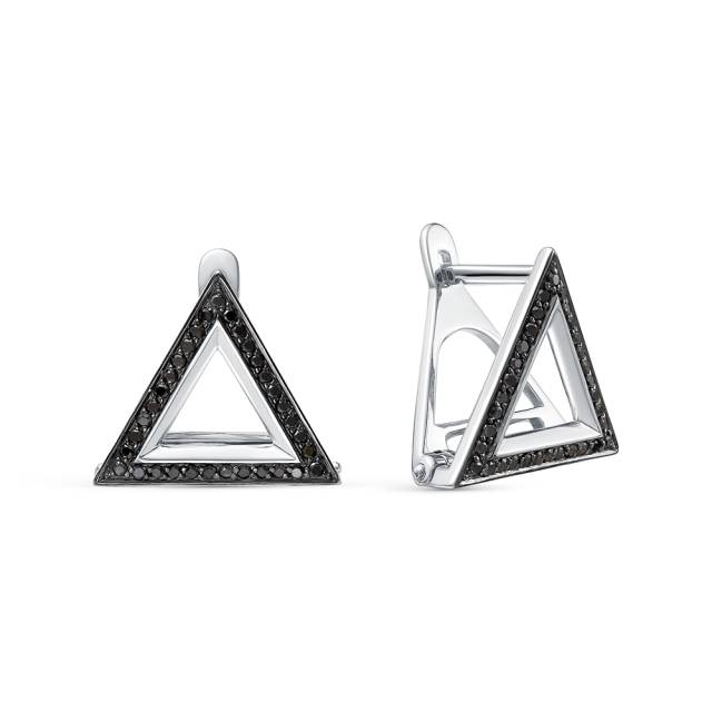 Серьги из белого золота с чёрными бриллиантами (059496)