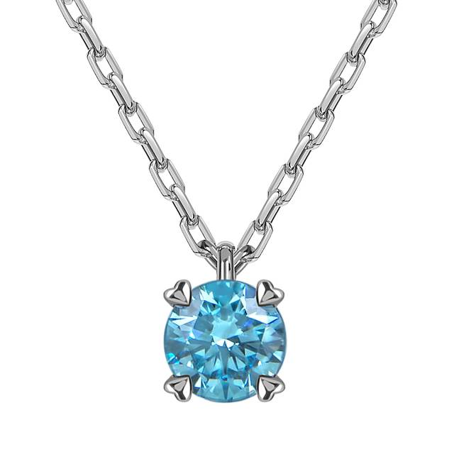 Колье из белого золота с голубым бриллиантом (060040)