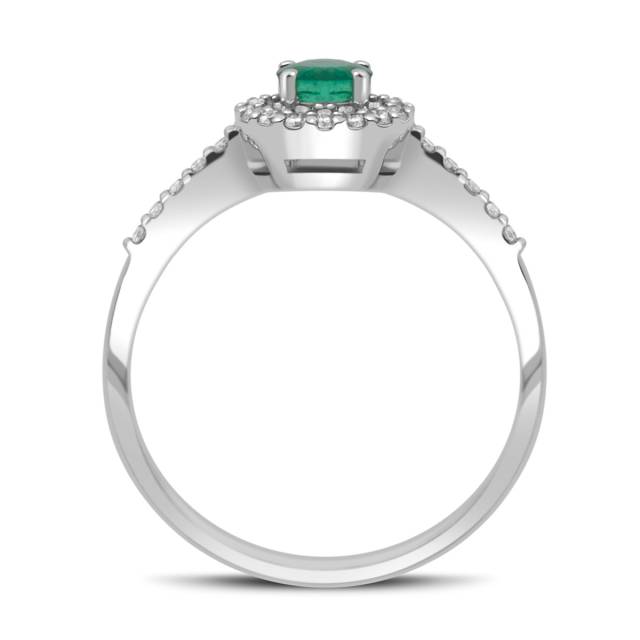 Кольцо из белого золота с бриллиантами и изумрудом (031951)