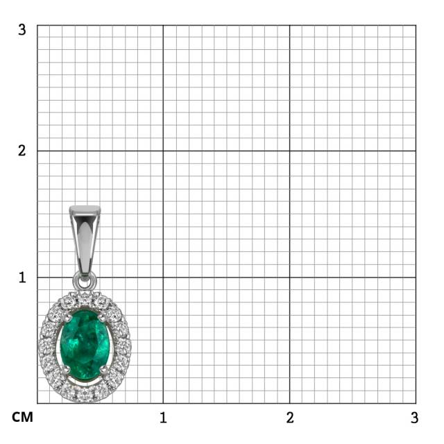 Кулон из белого золота с бриллиантами и изумрудом (062540)