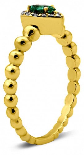 Кольцо из жёлтого золота с бриллиантами и изумрудом 17.5
