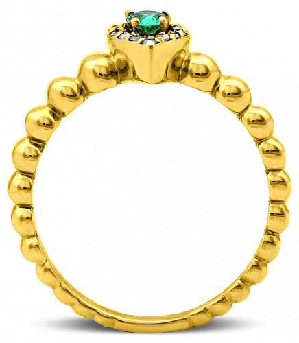 Кольцо из жёлтого золота с бриллиантами и изумрудом 17.5