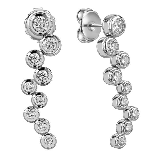 Серьги пусеты из белого золота с бриллиантами (050546)