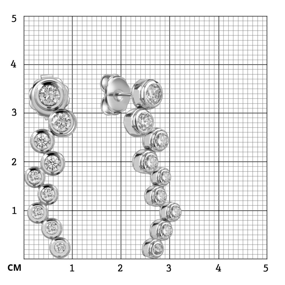 Серьги пусеты из белого золота с бриллиантами (050546)