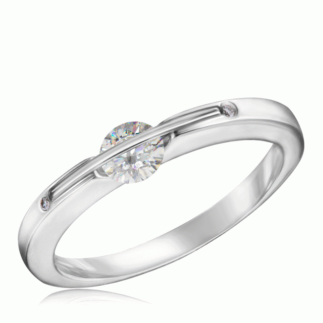 Помолвочное кольцо из белого золота "Танцующий бриллиант" (047772)