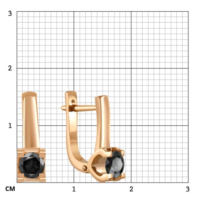 Серьги из красного золота с чёрными бриллиантами (048377)
