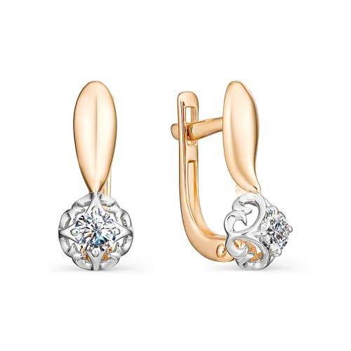 Серьги из красного золота с бриллиантами (032827)