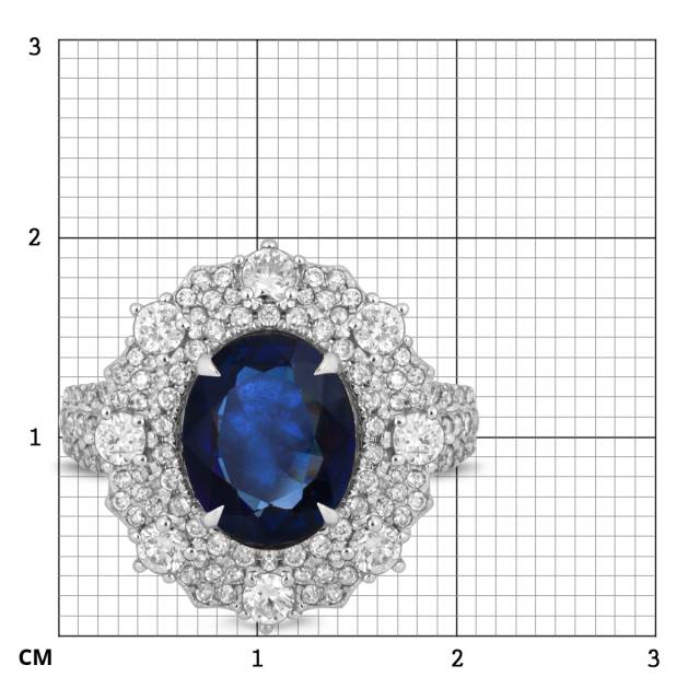 Кольцо из белого золота с бриллиантами и сапфиром (043989)