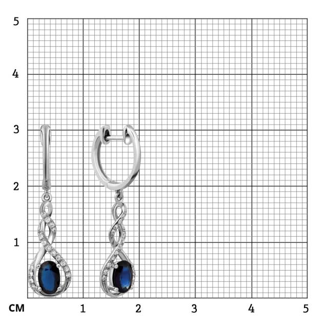 Серьги из белого золота с бриллиантами и сапфирами (028847)