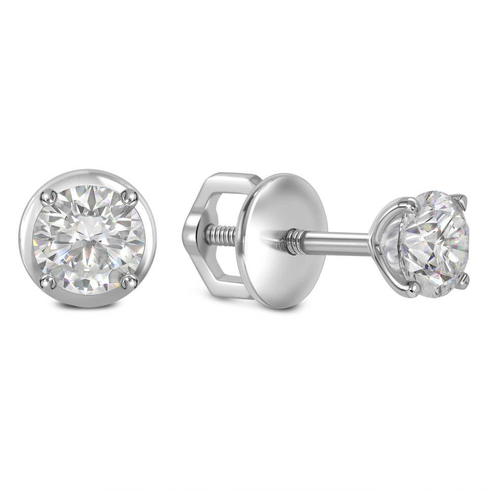 Серьги пусеты из белого золота с бриллиантами (058643)