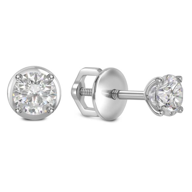 Серьги пусеты из белого золота с бриллиантами (058643)