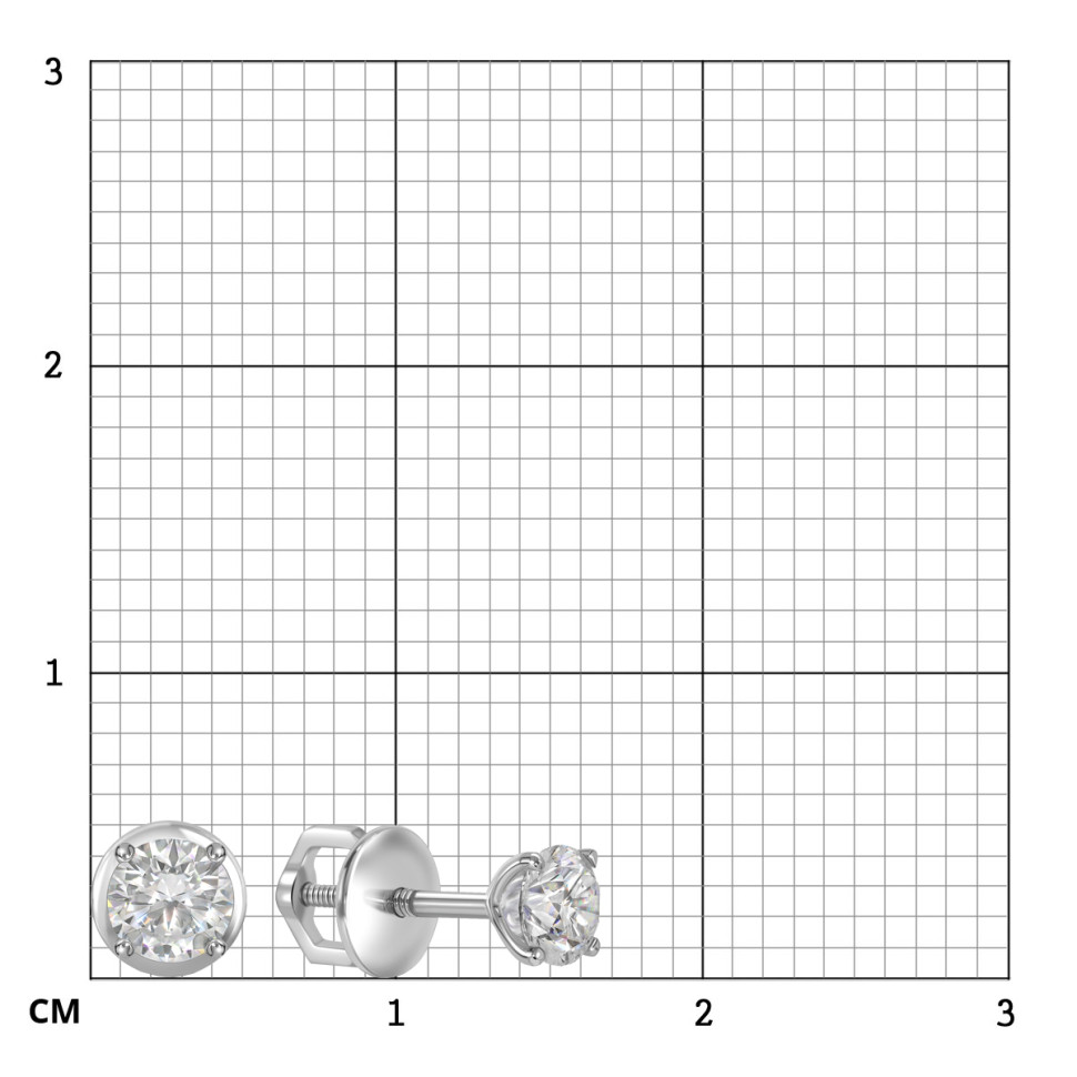 Серьги пусеты из белого золота с бриллиантами (058643)