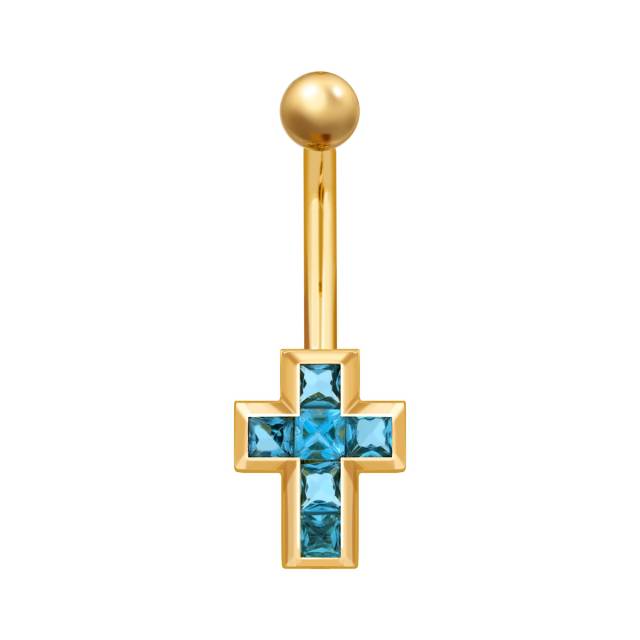 Пирсинг из жёлтого золота с топазами (041960)