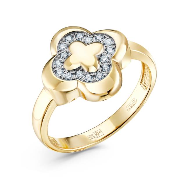 Кольцо из жёлтого золота с бриллиантами (058745)