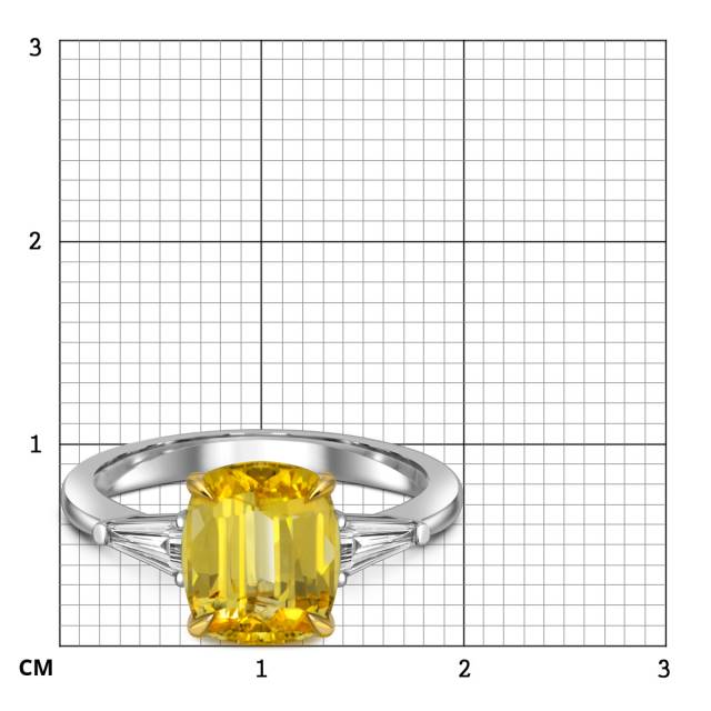 Кольцо из белого золота с жёлтым сапфиром и бриллиантами (063566)