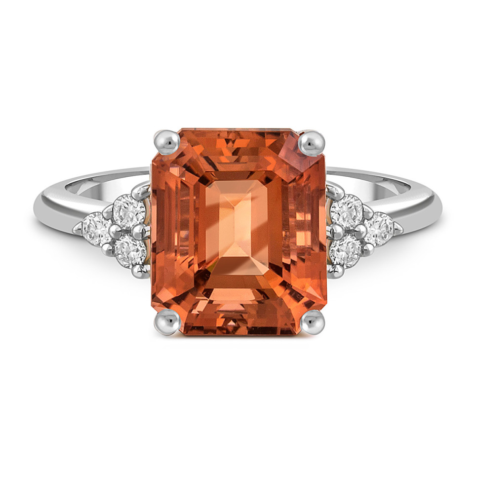 Кольцо из белого золота с бриллиантами и турмалином (050805)