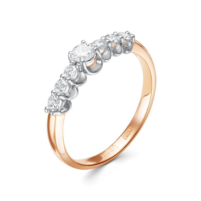 Помолвочное кольцо из комбинированного золота с бриллиантами (043493)