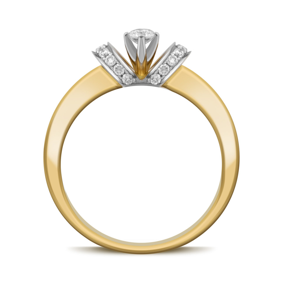 Помолвочное кольцо из комбинированного золота с бриллиантами (030884)