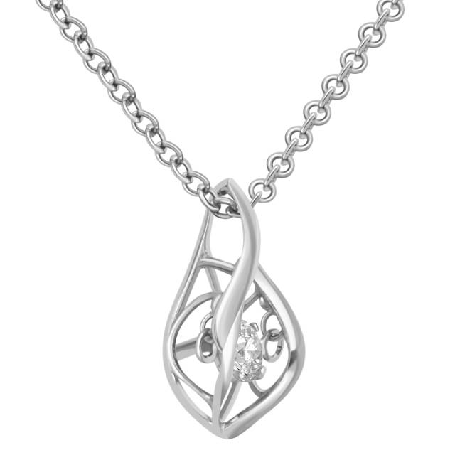 Кулон из белого золота с "плавающим" бриллиантом (041284)