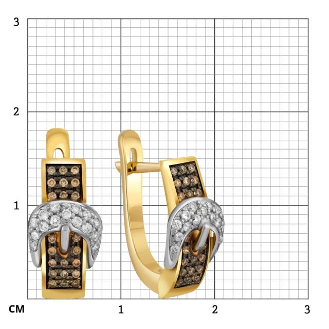 Серьги из комбинированного золота с бриллиантами (029384)