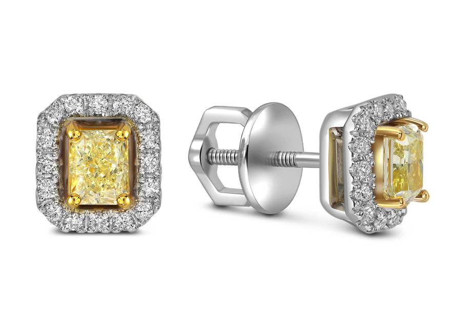 Серьги пусеты из белого золота с бриллиантами (059219)