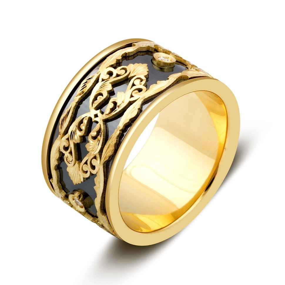 Обручальное кольцо из жёлтого золота с бриллиантами (024460)