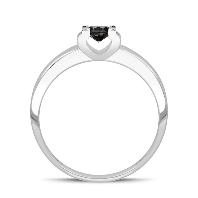 Помолвочное кольцо из белого золота с чёрным бриллиантом (048314)